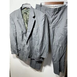 TownCraft Gray 2 Piece Suit Jacket 42R Vintage 90s Pinstripe Wool